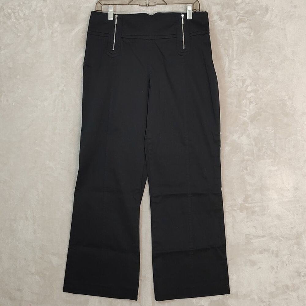 Joseph A. Black Wide Leg Crop Pants Size 8 Double Front Zipper Side Zipper EUC